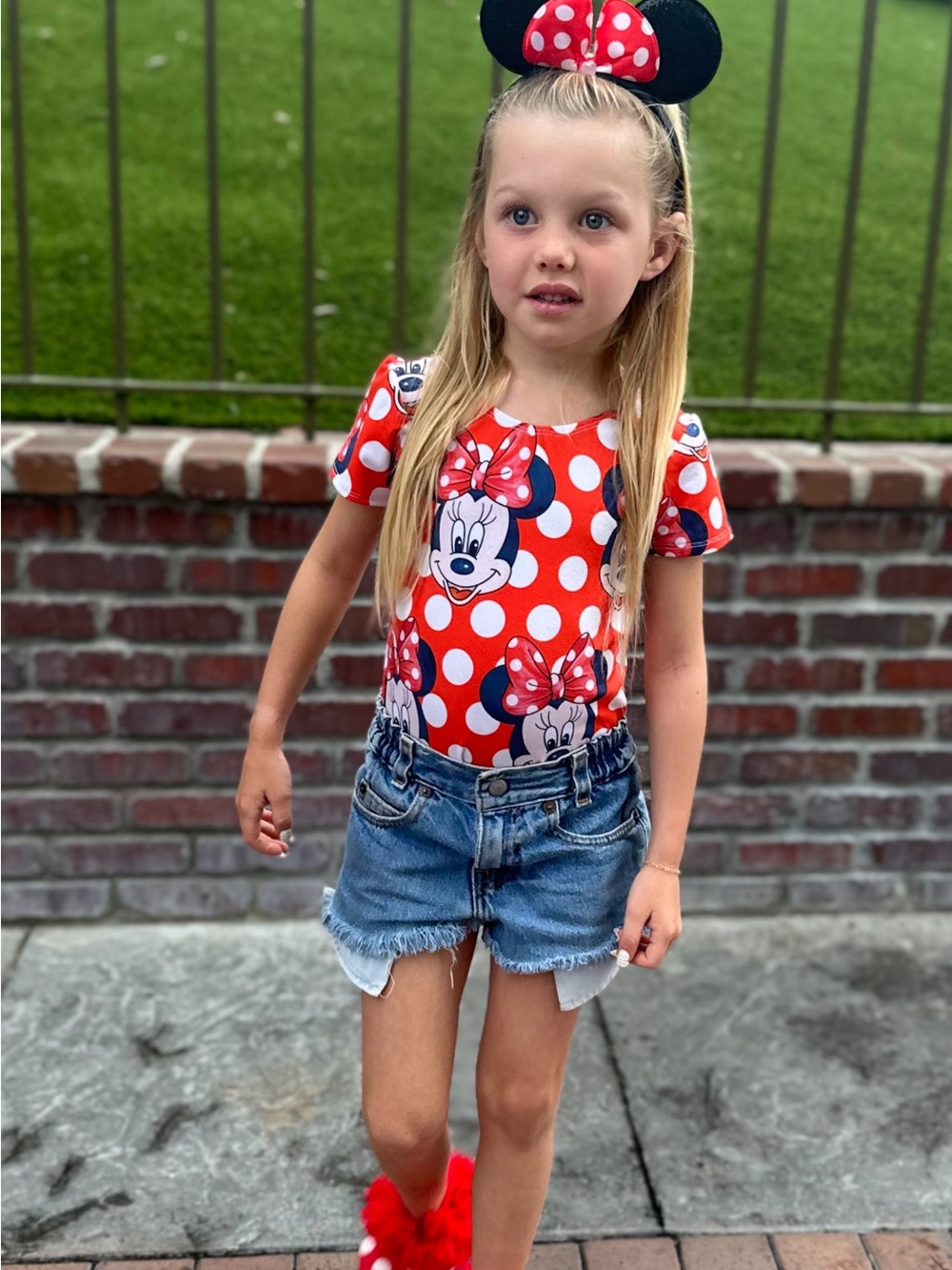 Red Minnie Mouse Polka Dot Kids One-Piece Bodysuit